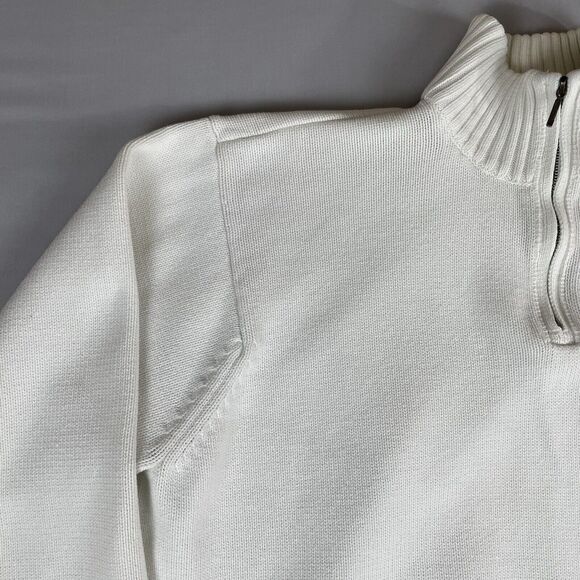 Izod 1/4 Zip Long Sleeve Sweater Men's Size L Ivory Collared Cotton Pullover - Picture 5 of 16